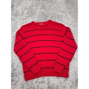 Vtg Chartwell Sweater Mens Medium Red Virgin Acrylic Red Stripe Grandpa Pullover